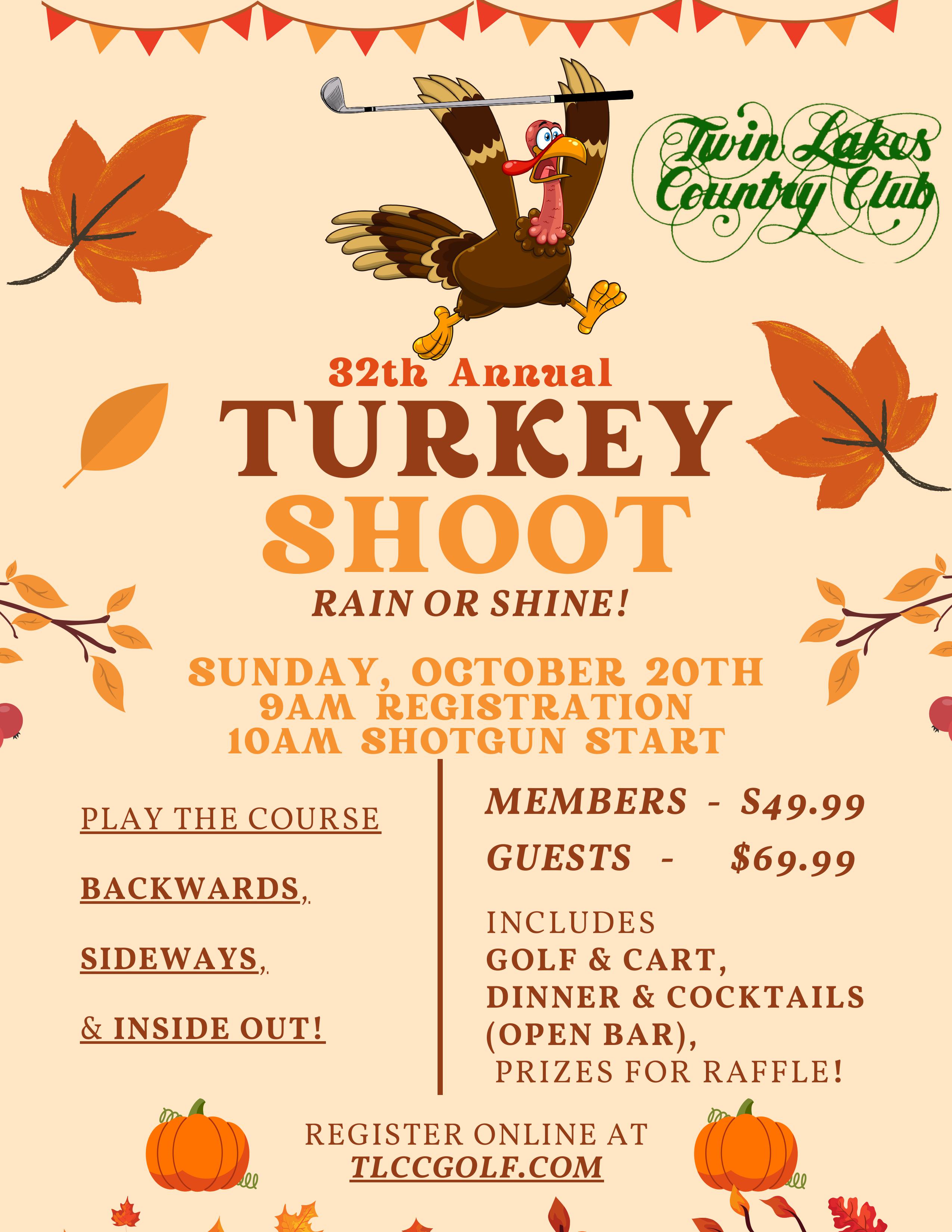 Twin Lakes Country Club | Home / Engage Box (Popup) - (October 2023) Twin Lakes Country Club Home / Engage Box (Popup) – (October 29th, 2023) TLCC 31st Annual Turkey Shoot Event (Flyer)